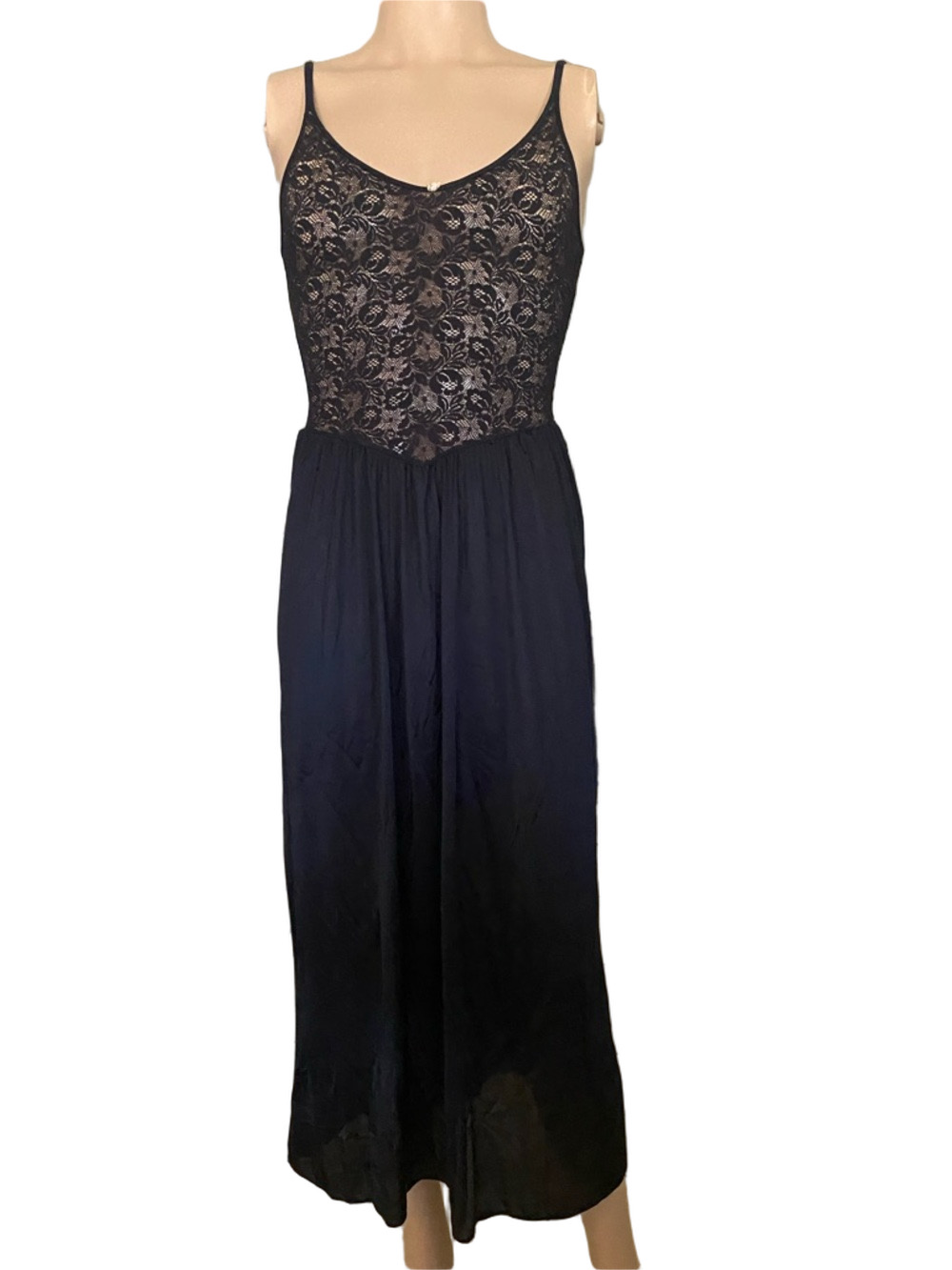 Olga vintage  Black Lace Bodice with Spaghetti Straps gown